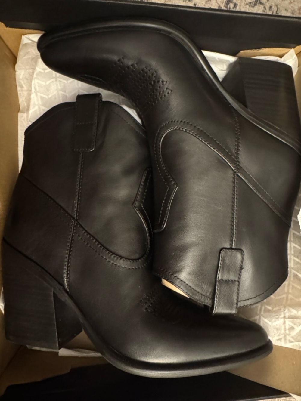 NEW Marc Fisher LTD Black Leather Cowboy Boots | Women’s 8 | - Picture 3 of 3